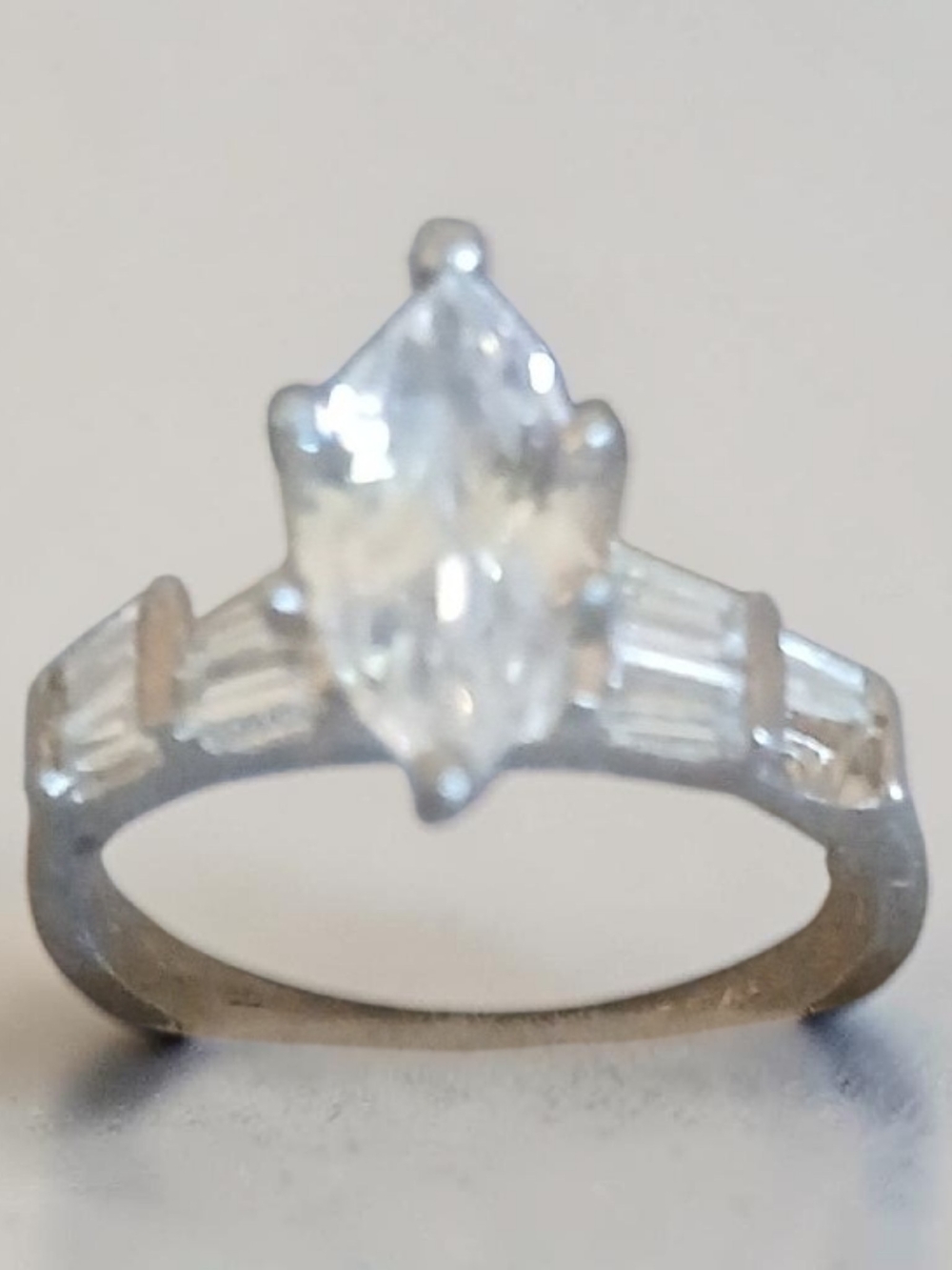 Marquise-Cut Silver Cubic Zirconia Ring in Sterling Silver